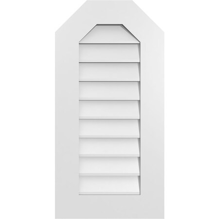 Ekena Millwork Octagonal Top Surface Mount PVC Gable Vent w/ 3-1/2"W x 1"P Standard Frame, 16"W x 32"H GVPOT16X3201SN